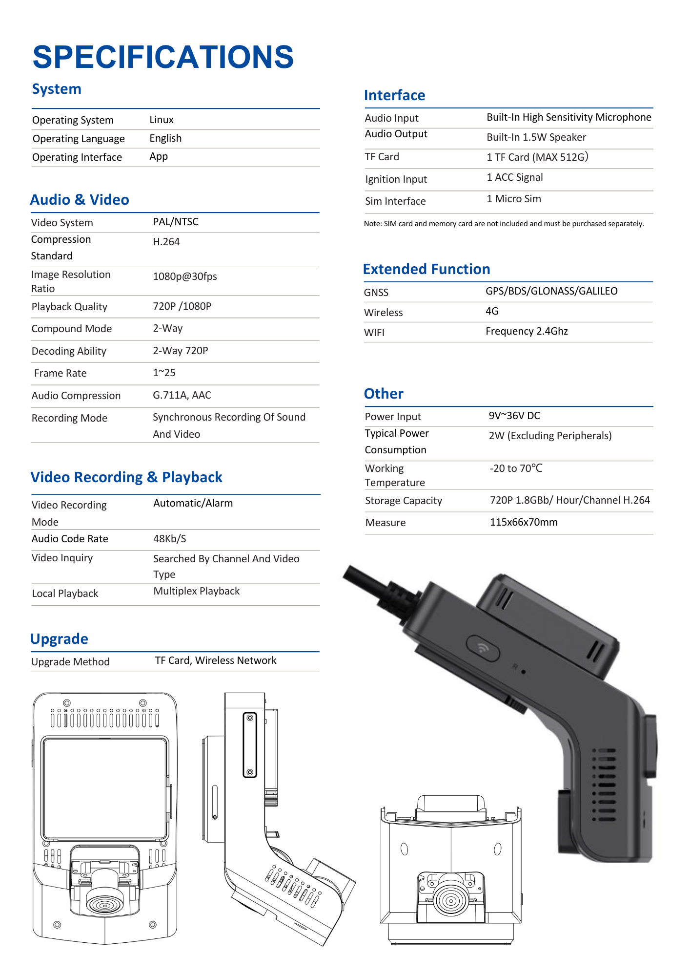 Dashcam Product Details